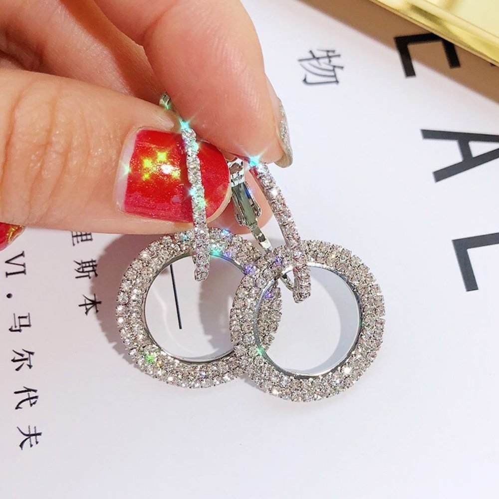 Earrings Women Circle Stud Shiny Bohemian Hoop Drop Cute Trendy Jewelry - Picture 7 of 9